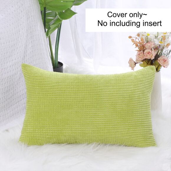 Corduroy Corn Striped Throw Pillow Cover Cushion Cover 12" x 18" Light Green - Picture 5 of 6